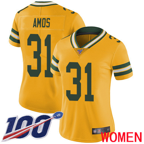 Green Bay Packers Limited Gold Women #31 Amos Adrian Jersey Nike NFL 100th Season Rush Vapor Untouchable
